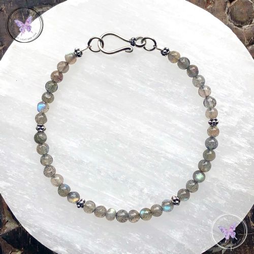 Labradorite Bead Bracelet with Hook Clasp